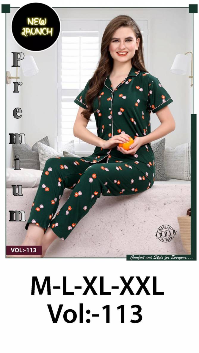 Summer Special Collor Ns Vol Dk 113 Hosiery Cotton Night Suit

